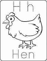 Letter Hh Uppercase And Lowercase Cute Children coloring A Hen ABC  sketch template