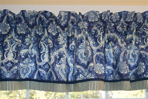 Blue White Medallion Toile Valance Waverly Trim 17 x