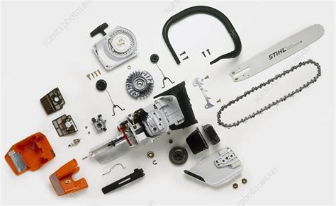 Parts of a chainsaw - Stock Image - C019/8600 - Science Photo Library