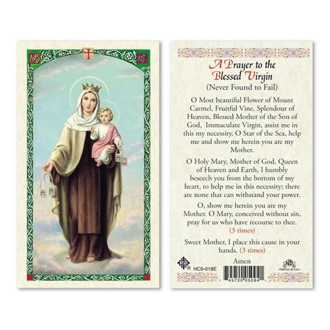 OUR LADY OF MT. CARMEL - PRAYER TO 25/PKG - San Francis