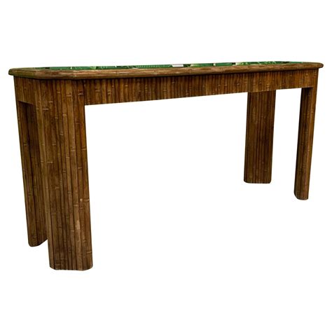 Split Reed Rattan Console Table with Matching Stools at 1stDibs