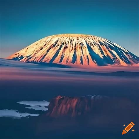 View of mount kilimanjaro with snow and clouds on new year's day, 2024 on Craiyon