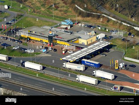 Aerial view, highway rest area Gelsenkirchen Resse, Resser Mark, north ...