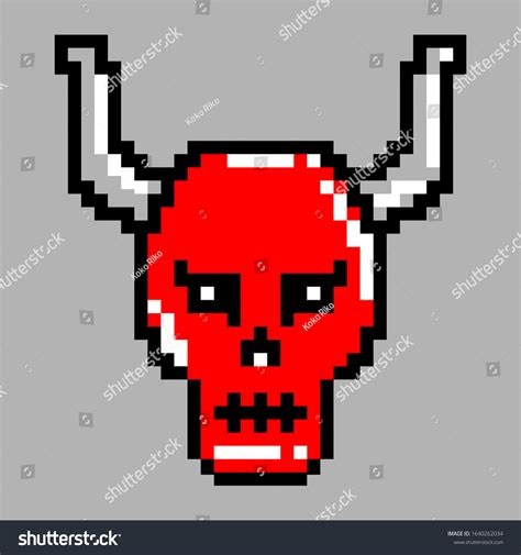 a horned skull vector art illustration in pixel - Royalty Free Stock Vector 1640262034 - Avopix.com