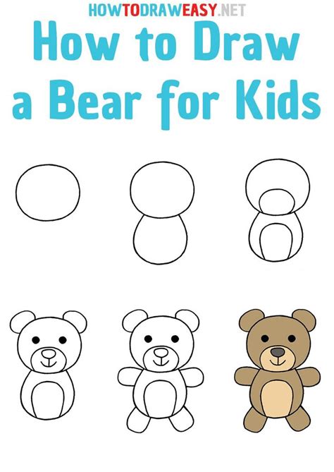 How to Draw a Bear for Kids step by step | Cool drawings for kids ...