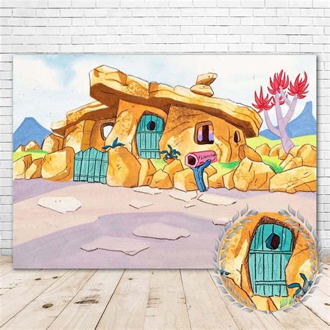 Buy Flintstones Backdrop Background 7x5 Vinyl Stone House Photography ...