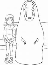 Chihiro And No Face From Spirited Away coloring Page  Download Print sketch template