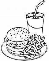 Fast Food coloring Page With hamburger sketch template