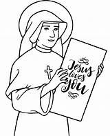 A Christian nun coloring page For Kids sketch template