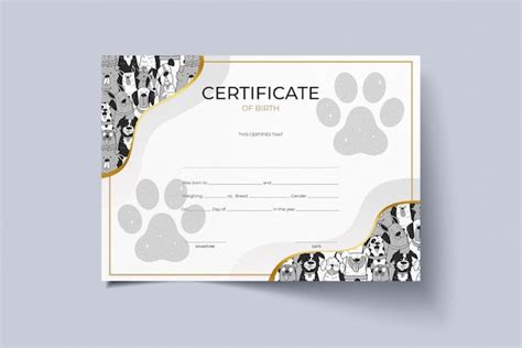 PRINTABLE Blank PDF Dog Birth Certificate Template, New Puppy Printable ...