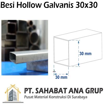 Besi Hollow Galvanis 30x30 mm - PT Sahabat Ana Grup