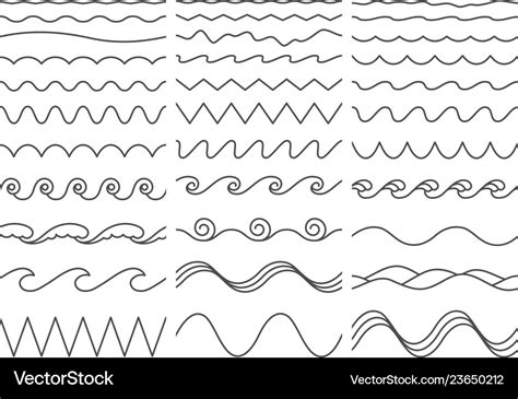 Wavy lines wiggly border curved sea wave Vector Image