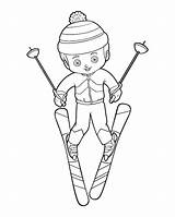 Premium Vector  Coloring Book Boy skiing sketch template