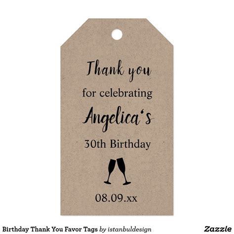 Birthday Thank You Favor Tags | Favor tags, Birthday thank you ...