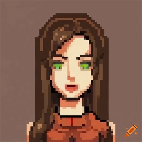 Pixel art of a female video game character on Craiyon