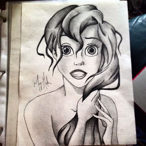 Princess ariel drawing in pencil. I'm too obsessed with the little mermaid and disney it's bad ...