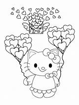 Hello Kitty Riding A Valentine Bicycle sketch template