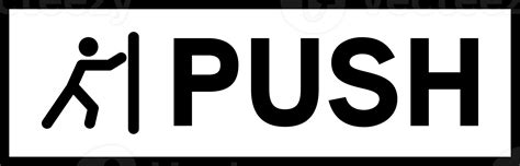 Push the door signs. How to open the doors instruction symbol. 16762211 PNG