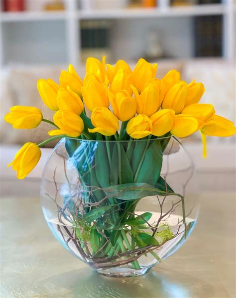 Large Yellow Real Touch Tulip Arrangement-Tulip Real Touch Flower Arra – Flovery