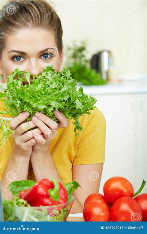 Woman cooking healthy food stock image. Image of hair - 108795013