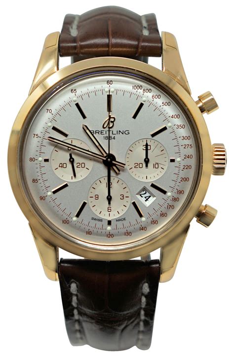 Pre Owned Breitling Transocean Chronograph 18Kt Rose Gold Silver 43mm RB015212/G738PO520 | LORO