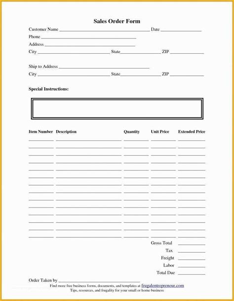 Google Sheets Order Form Template Free