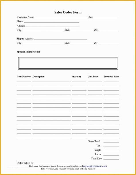 Google Sheets Order Form Template Free