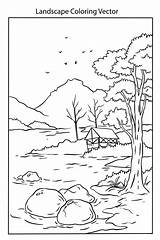 Beautiful Landscape coloring Page Vector 20712437 Art At Vecteezy sketch template