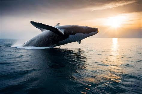 Premium AI Image | Blue Whale jumping out of the sea