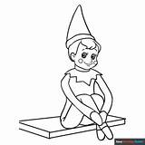Elf Coloring Shelf Printable Sketch Page sketch template