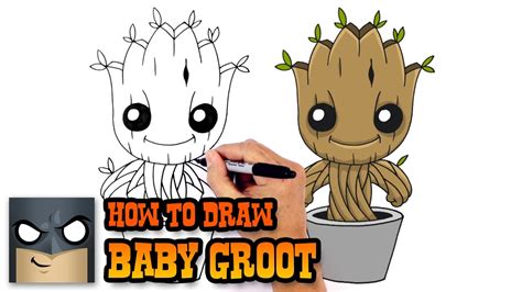 How to Draw Baby Groot | Guardians of the Galaxy - YouTube