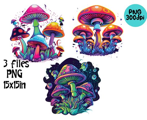 Psychedelic Mushroom Clipart Retro PNG - Etsy