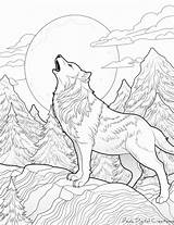 Moonlit Serenade Wolf Howling Coloring Page  Etsy sketch template