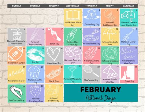 National Days In February, February Month, February Calendar, National ...