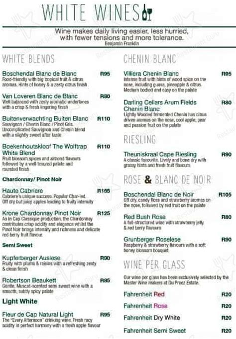 Menu at Fahrenheit Seafood and Grill Alberton restaurant, New Redruth ...