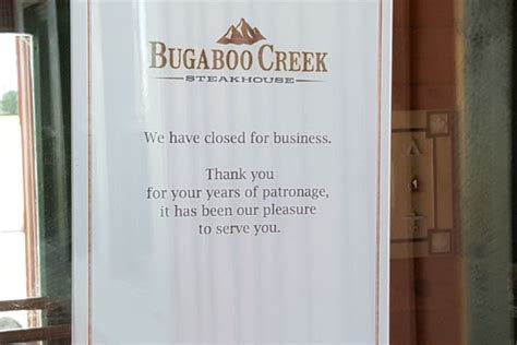 Bugaboo Creek Steakhouse In Newington Is Closed