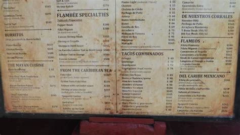 Menu - Picture of La Parrilla, Cancun - TripAdvisor