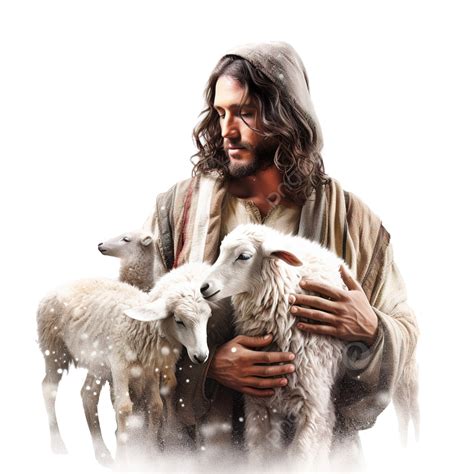 Christmas Card, Celebration Concept With Jesus Christ And His Sheep, Merry, Merry Christmas PNG ...