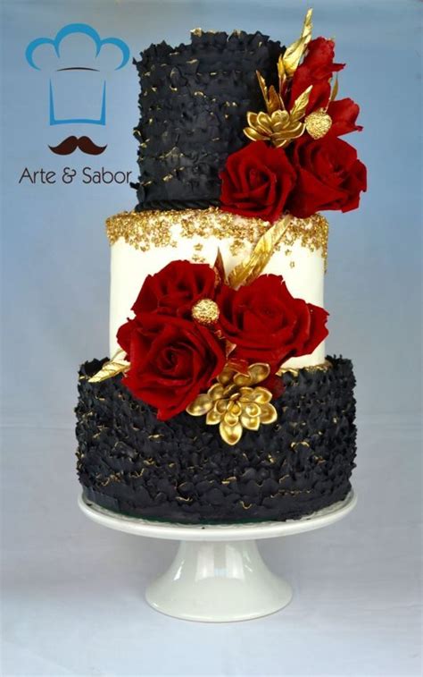 Red And Gold Wedding Cake Ideas