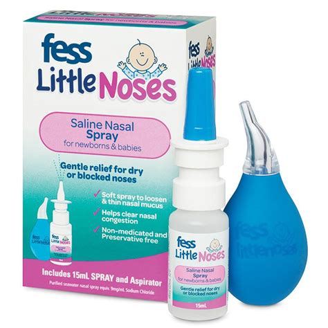 Fess Little Noses Saline Nose Spray + Aspirator for Newborns & Babies 15ml - Nobrand