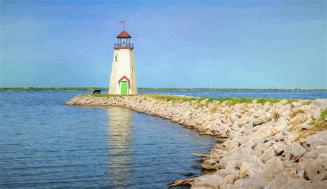 Lake Hefner Lighthouse Oklahoma Painterly Photograph by Joan Carroll ...