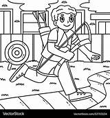 Archery archer Heading For Practice coloring Page Vector Image sketch template