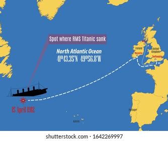 Vector Map Showing Place Where Titanic: vetor stock (livre de direitos ...