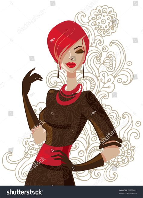 Fashion Woman Stock Vector Illustration 76927801 : Shutterstock