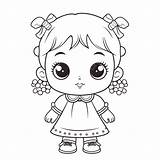 لطيف طفلة تلوين الصفحة الخطوط العريضة رسم المتجه دمية سهل  sketch template