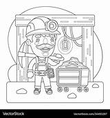 Miner coloring Page Royalty Free Vector Image  VectorStock sketch template