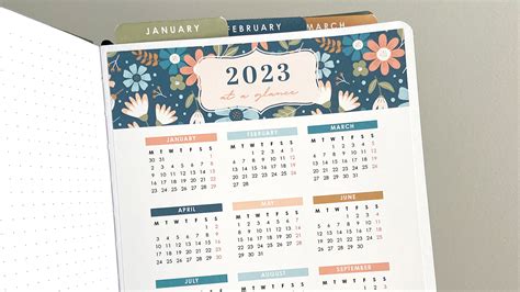 new year bullet journal setup with printable 2023 calendars - space and quiet