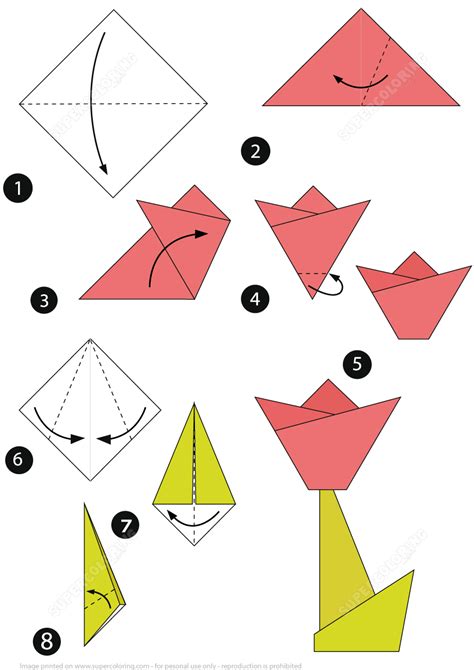 How to Make an Origami Tulip Step by Step Instructions | Free Printable ...