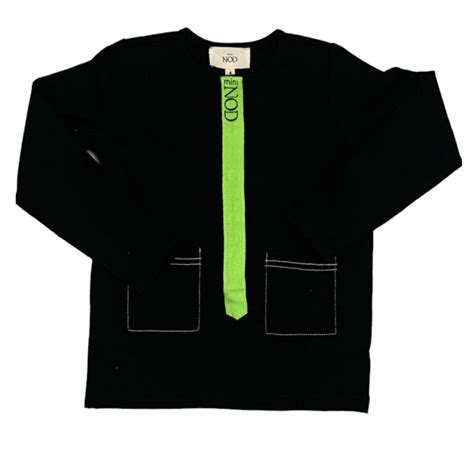 Mini Nod Ribbon Boy'S Top Long Sleeve Black/Green | Macaroni Kids