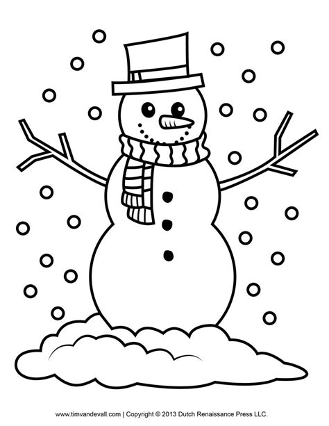 Printable snowman clipart, template & coloring pages for kids | Snowman ...